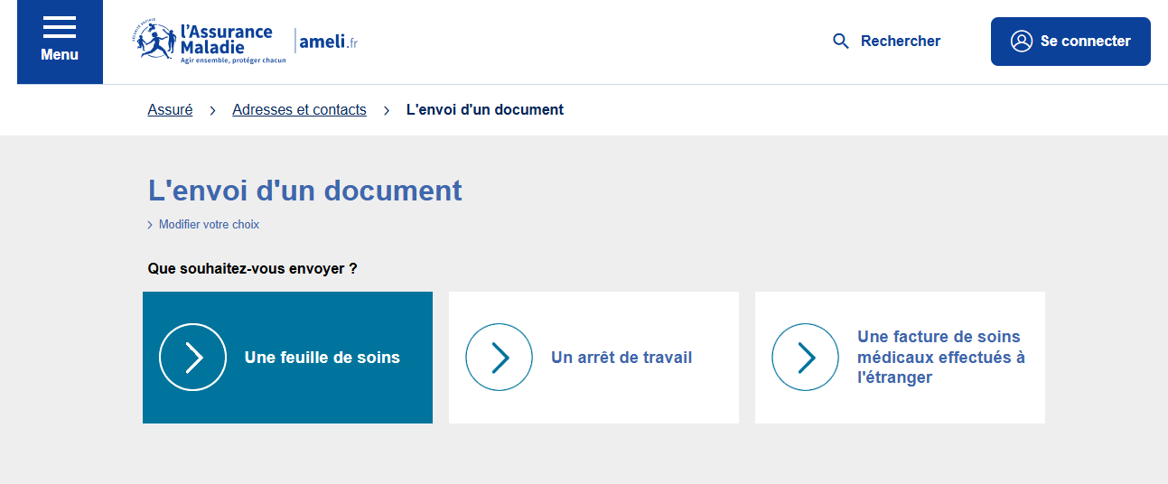 Envoyer feuille de soin sur Ameli