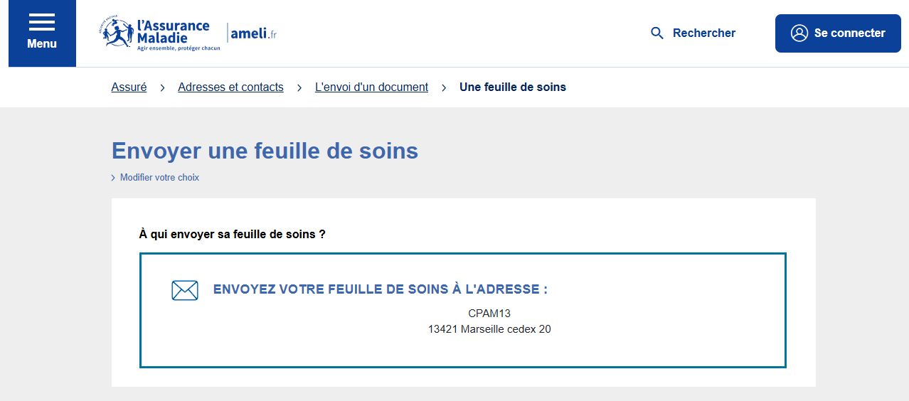 Envoyer feuille de soin sur Ameli